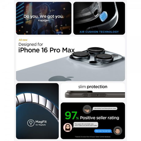 Spigen iPhone 16 Pro Max Deksel Thin Fit MagFit Gunmetal