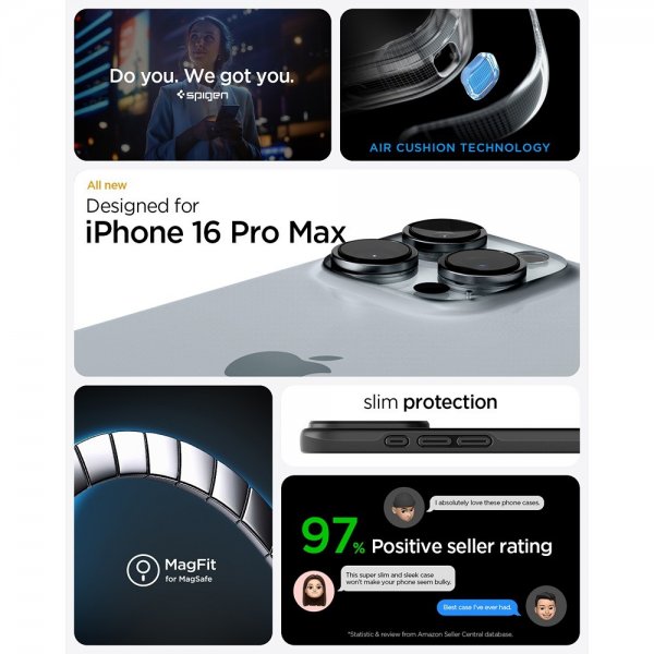 Spigen iPhone 16 Pro Max Deksel Thin Fit MagFit Svart