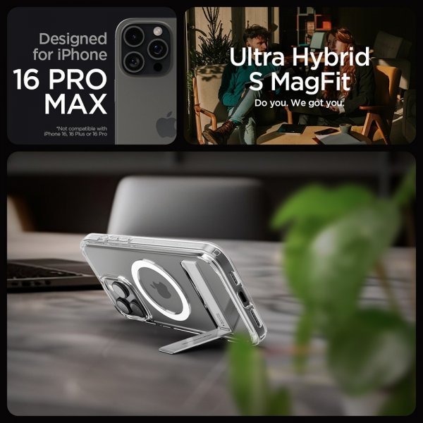 Spigen iPhone 16 Pro Max Deksel Ultra Hybrid S MagFit Crystal Clear