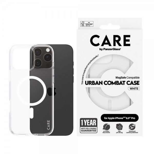 CARE by PanzerGlass iPhone 16 Pro Max Deksel Urban Combat MagSafe Hvit