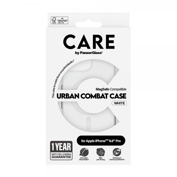 CARE by PanzerGlass iPhone 16 Pro Max Deksel Urban Combat MagSafe Hvit