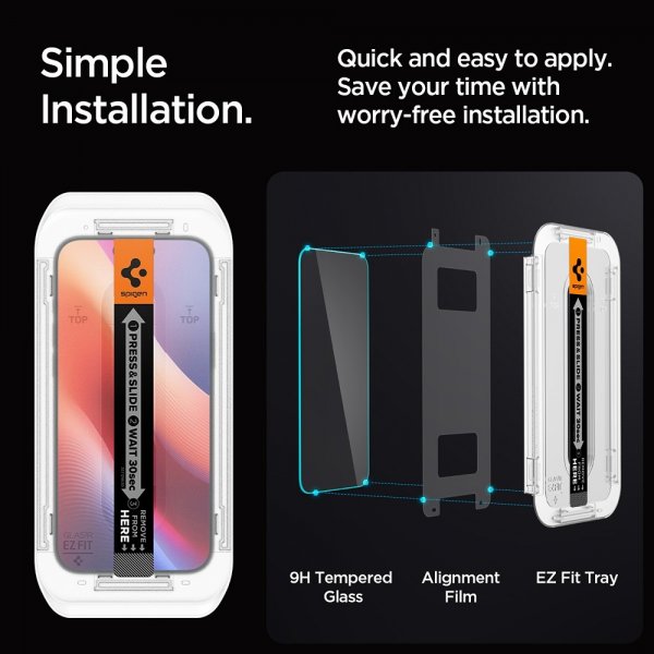 Spigen iPhone 16 Pro Max/iPhone 17 Pro Max Skjermbeskytter GLAS.tR EZ Fit 2-pakning