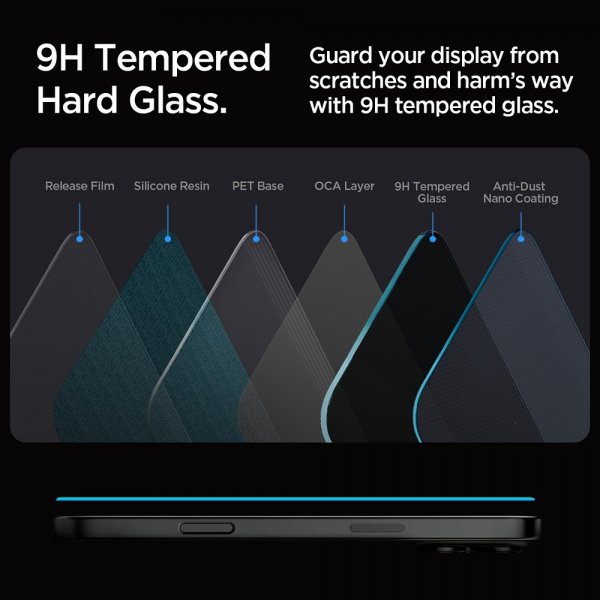 Spigen iPhone 16 Pro Max/iPhone 17 Pro Max Skjermbeskytter GLAS.tR EZ Fit Privacy 2-pakning