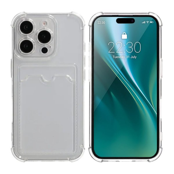 iPhone 16 Pro Deksel Kortholder Støtsikker Transparent