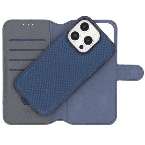 Rvelon iPhone 16 Pro Etui Detachable Wallet Case Blå