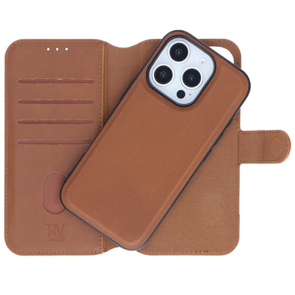 Rvelon iPhone 16 Pro Etui Detachable Wallet Case Brun