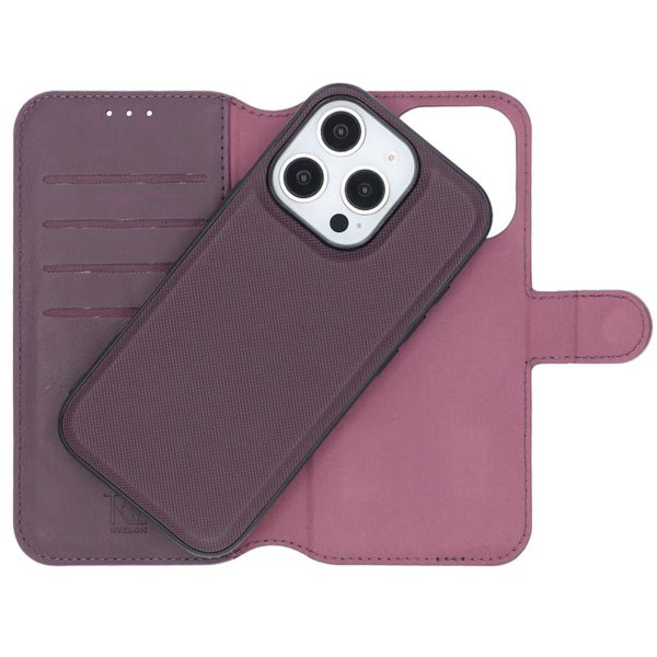 Rvelon iPhone 16 Pro Etui Detachable Wallet Case Lilla