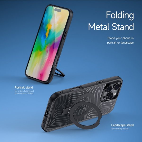 Dux Ducis iPhone 16 Pro Deksel Aimo Series MagSafe Kickstand Svart