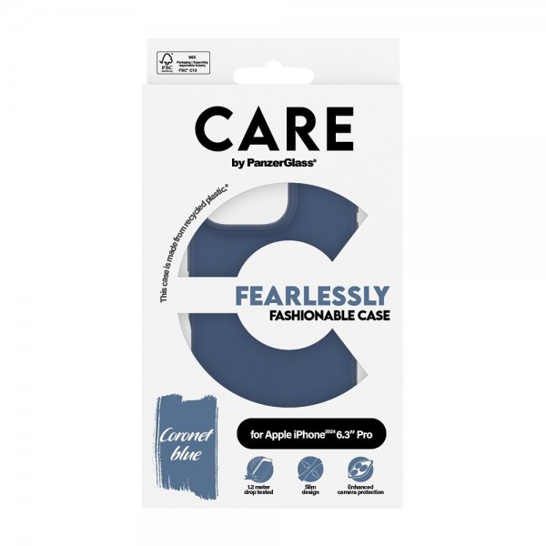 CARE by PanzerGlass iPhone 16 Pro Deksel Fashionable Blå