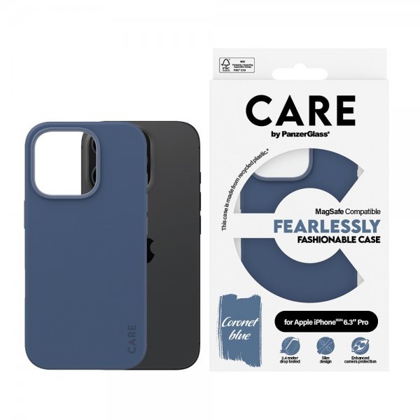 CARE by PanzerGlass iPhone 16 Pro Deksel Fashionable MagSafe Blå