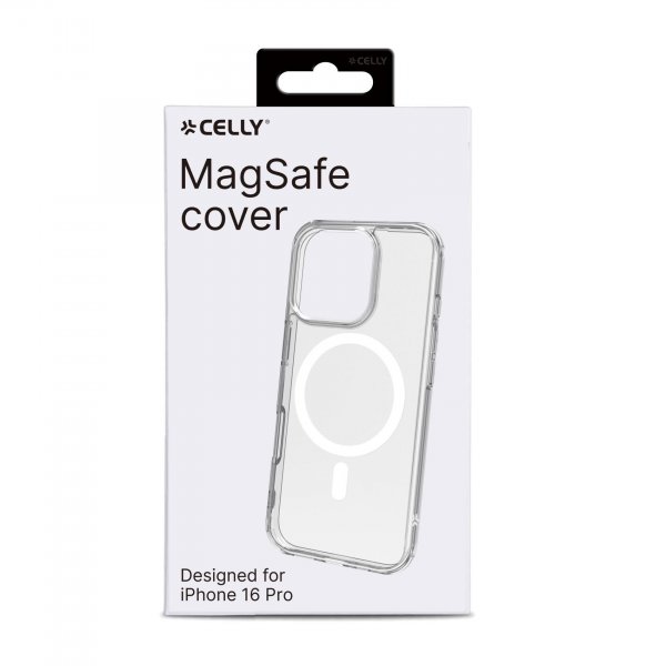 Celly iPhone 16 Pro Deksel GELSKINMAG MagSafe Klar Hvit