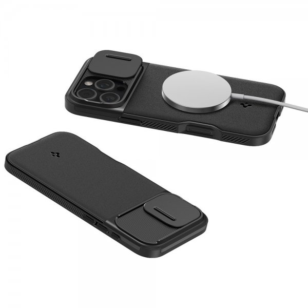 Spigen iPhone 16 Pro Deksel Optik Armor MagFit Svart