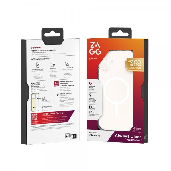 Zagg iPhone 16 Deksel Crystal Palace Snap Transparent