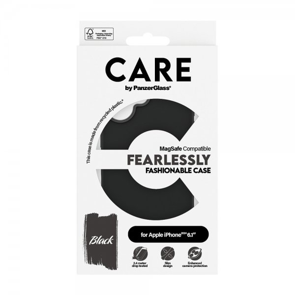 CARE by PanzerGlass iPhone 16 Deksel Fashionable MagSafe Svart