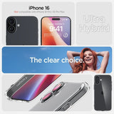 Spigen iPhone 16 Deksel Ultra Hybrid Crystal Clear
