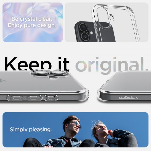 Spigen iPhone 16 Deksel Ultra Hybrid Crystal Clear