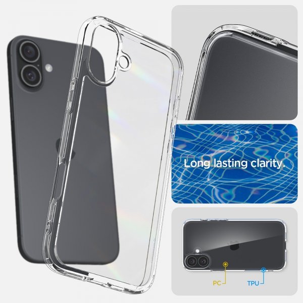Spigen iPhone 16 Deksel Ultra Hybrid Crystal Clear