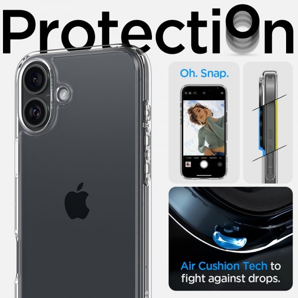 Spigen iPhone 16 Deksel Ultra Hybrid Crystal Clear