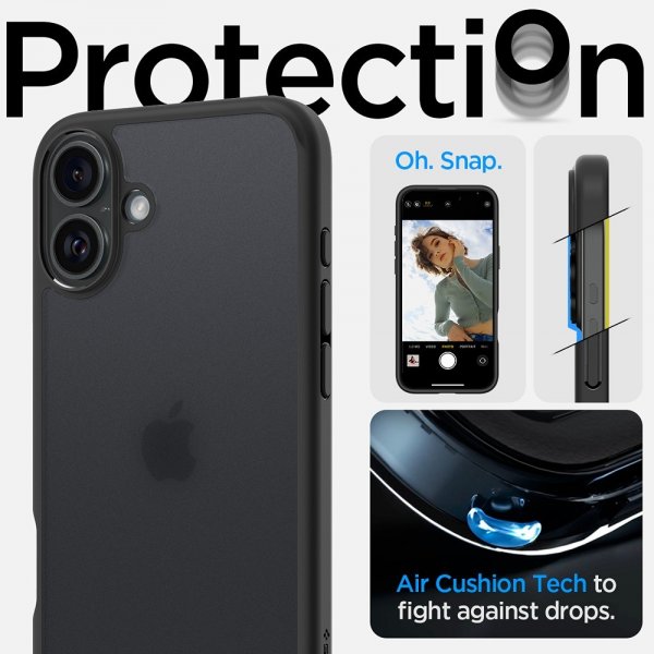 Spigen iPhone 16 Deksel Ultra Hybrid Frost Black