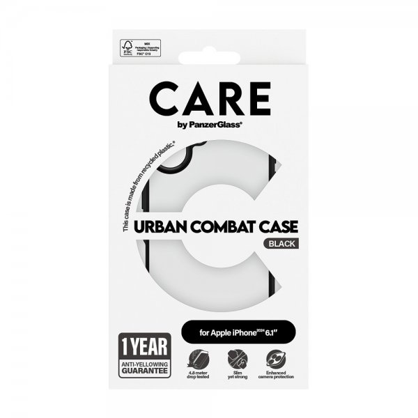 CARE by PanzerGlass iPhone 16 Deksel Urban Combat Svart