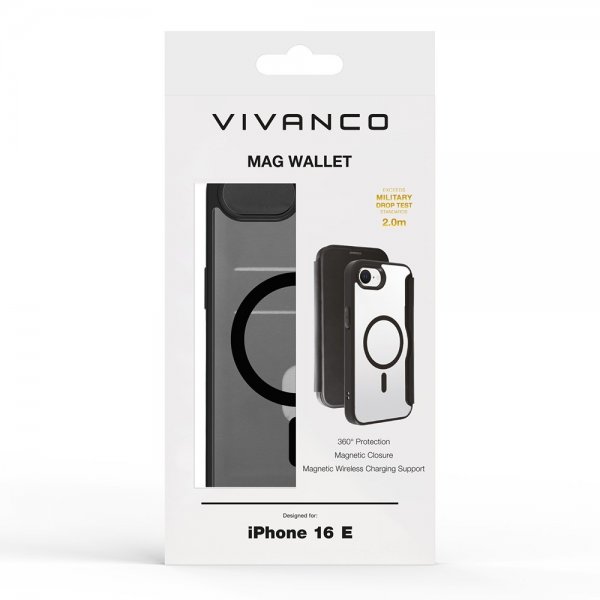 Vivanco iPhone 16e/17e Etui Mag Wallet Svart