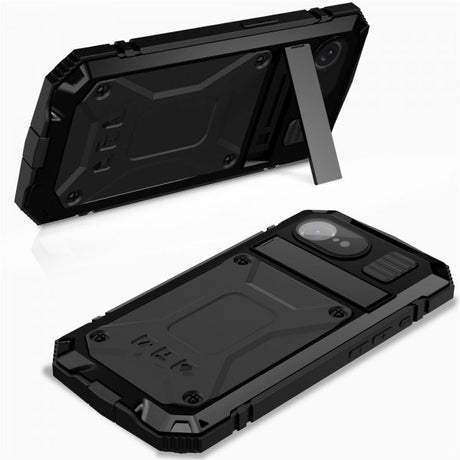 R-JUST iPhone 16e/17e Deksel Metall Støtsikker Svart