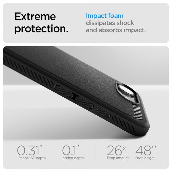 Spigen iPhone 16e/17e Deksel Rugged Armor MagFit Matte Black