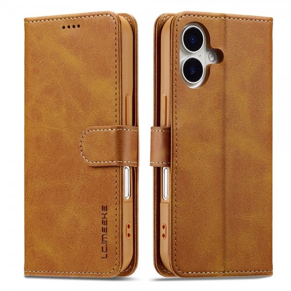 Lc.Imeeke iPhone 17 Etui med Kortlomme stativfunksjon Lysebrun