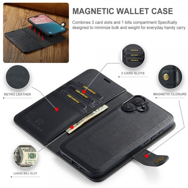 Dg.Ming iPhone 17 Etui Avtagbart Deksel Svart