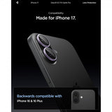 Spigen iPhone 17 Kamerabeskytter GLAS.tR EZ Fit Optik Pro 2-pakning Lilla