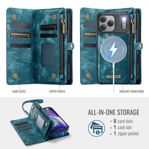 CaseMe iPhone 17 Pro Etui 008 Series Avtakbart Deksel Blå