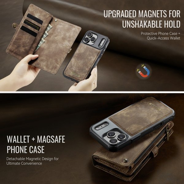 CaseMe iPhone 17 Pro Etui 008 Series Avtakbart Deksel Brun