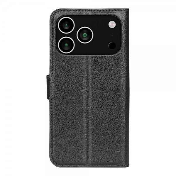 iPhone 17 Pro Etui Litchi Svart