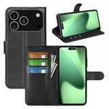 iPhone 17 Pro Etui Litchi Svart
