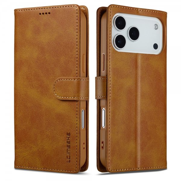 Lc.Imeeke iPhone 17 Pro Etui med Kortlomme stativfunksjon Lysebrun