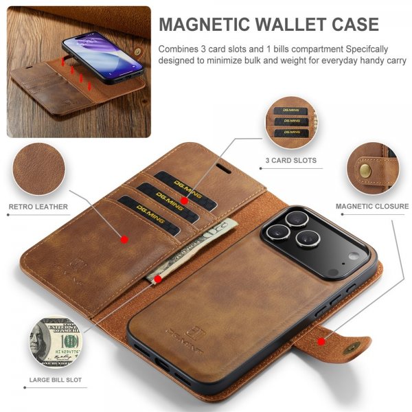 Dg.Ming iPhone 17 Pro Etui Avtagbart Deksel Brun