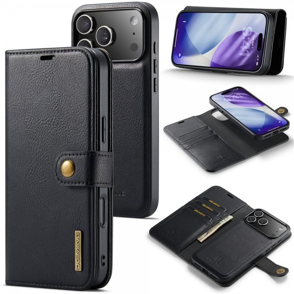 Dg.Ming iPhone 17 Pro Etui Avtagbart Deksel Svart