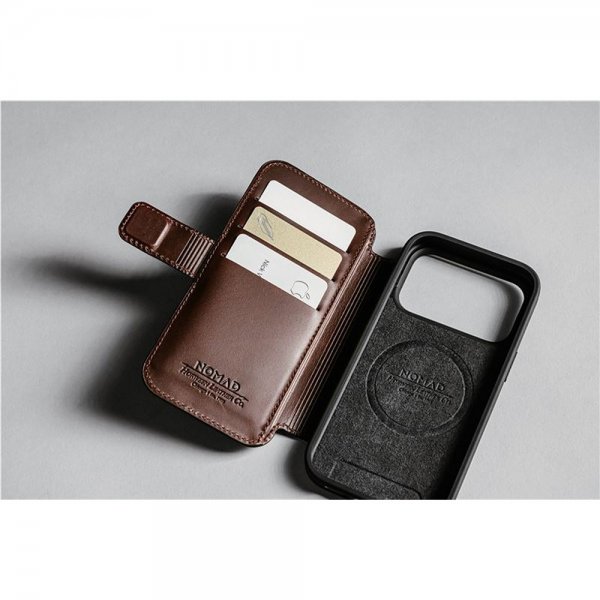 Nomad iPhone 17 Pro Etui Modern Leather Folio Horween Rustic Brown