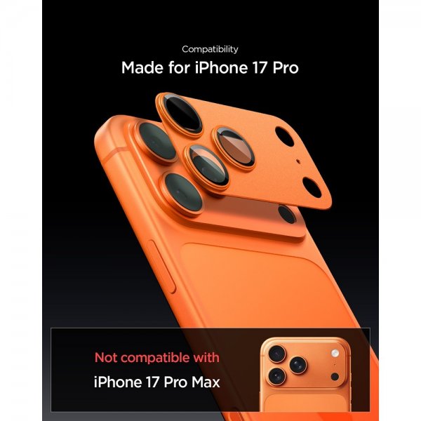 Spigen iPhone 17 Pro Kamerabeskytter Glas.tR EZ Fit Optik Pro XL Oransje