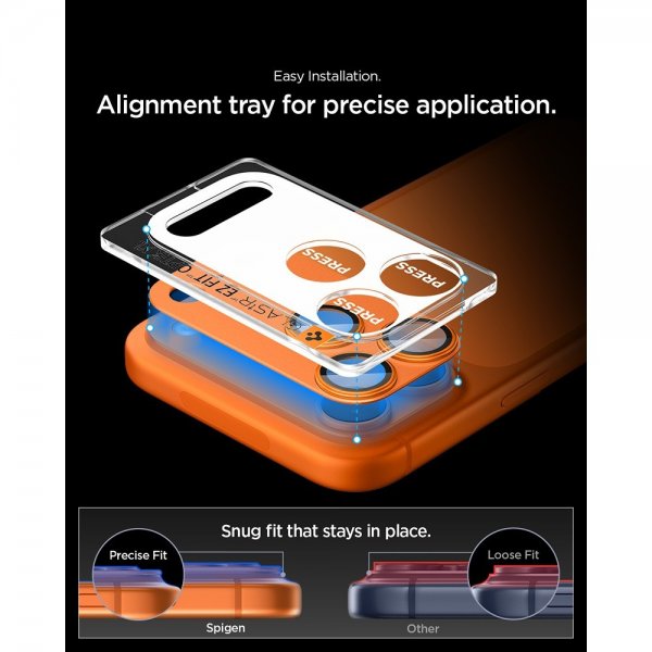 Spigen iPhone 17 Pro Kamerabeskytter Glas.tR EZ Fit Optik Pro XL Oransje