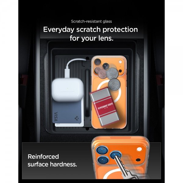 Spigen iPhone 17 Pro Kamerabeskytter Glas.tR EZ Fit Optik Pro XL Oransje