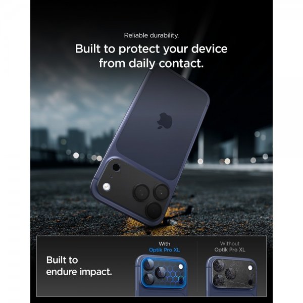 Spigen iPhone 17 Pro Kamerabeskytter Glas.tR EZ Fit Optik Pro XL Svart