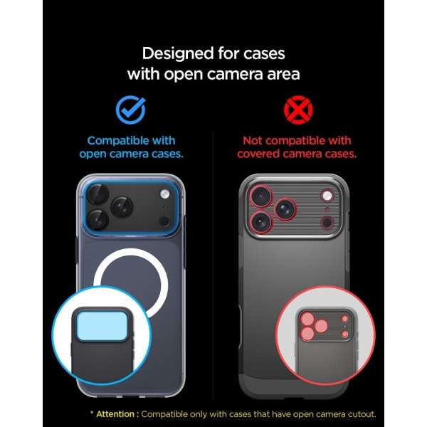 Spigen iPhone 17 Pro Kamerabeskytter Glas.tR EZ Fit Optik Pro XL Svart