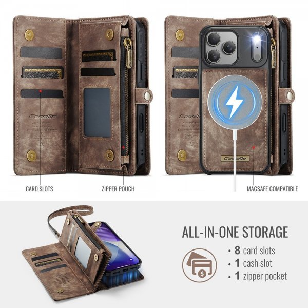 CaseMe iPhone 17 Pro Max Etui 008 Series Avtakbart Deksel Brun