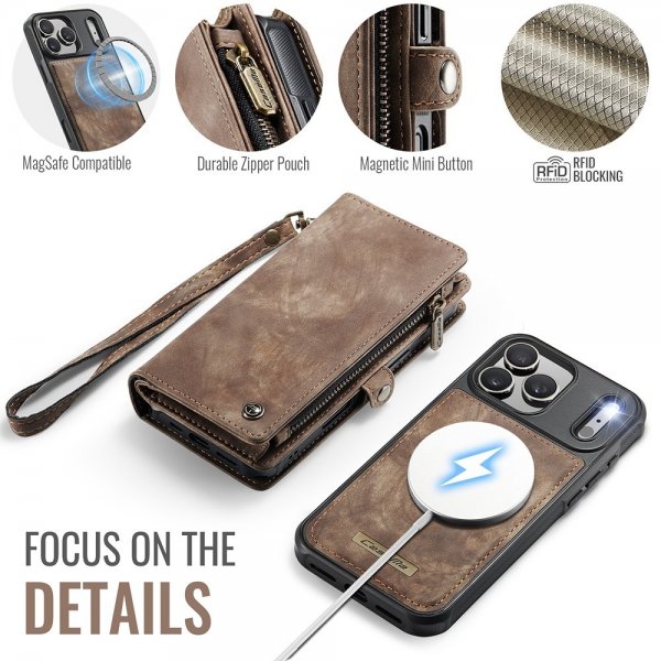 CaseMe iPhone 17 Pro Max Etui 008 Series Avtakbart Deksel Brun