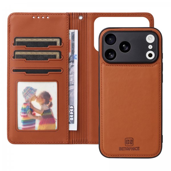 Betopnice iPhone 17 Pro Max Etui Avtagbart Deksel 005 Brun