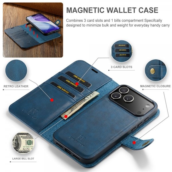 Dg.Ming iPhone 17 Pro Max Etui Avtagbart Deksel Blå