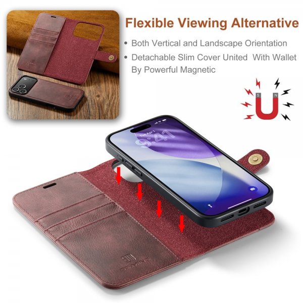 Dg.Ming iPhone 17 Pro Max Etui Avtagbart Deksel Rød