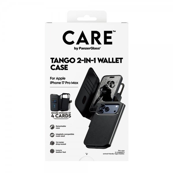 CARE by PanzerGlass iPhone 17 Pro Max Etui Tango Two-in-One Wallet MagSafe Svart