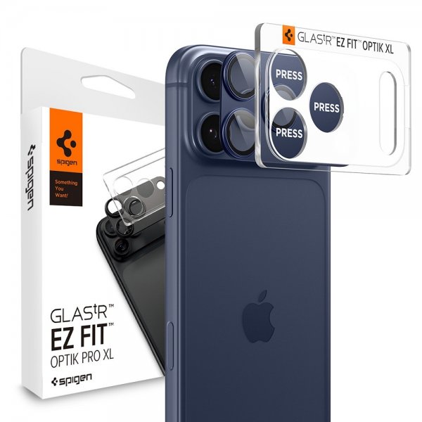 Spigen iPhone 17 Pro Max Kamerabeskytter Glas.tR EZ Fit Optik Pro XL Blå
